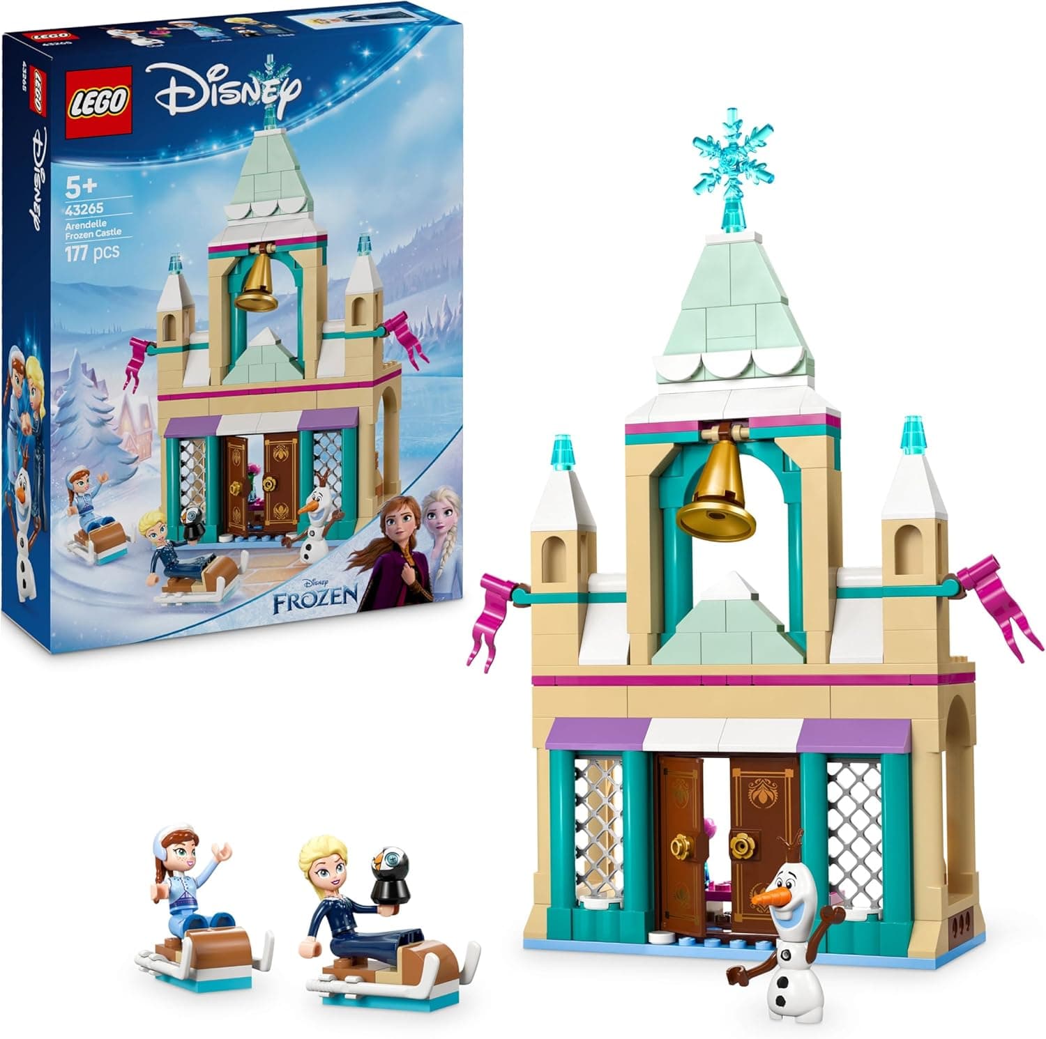LEGO ǀ Disney Frozen Das Arendelle Schloss - Spielzeug mit Anna & ELSA Minifiguren sowie Olaf & Pinguin Figuren – Prinzessinnen Schloss Spielzeug