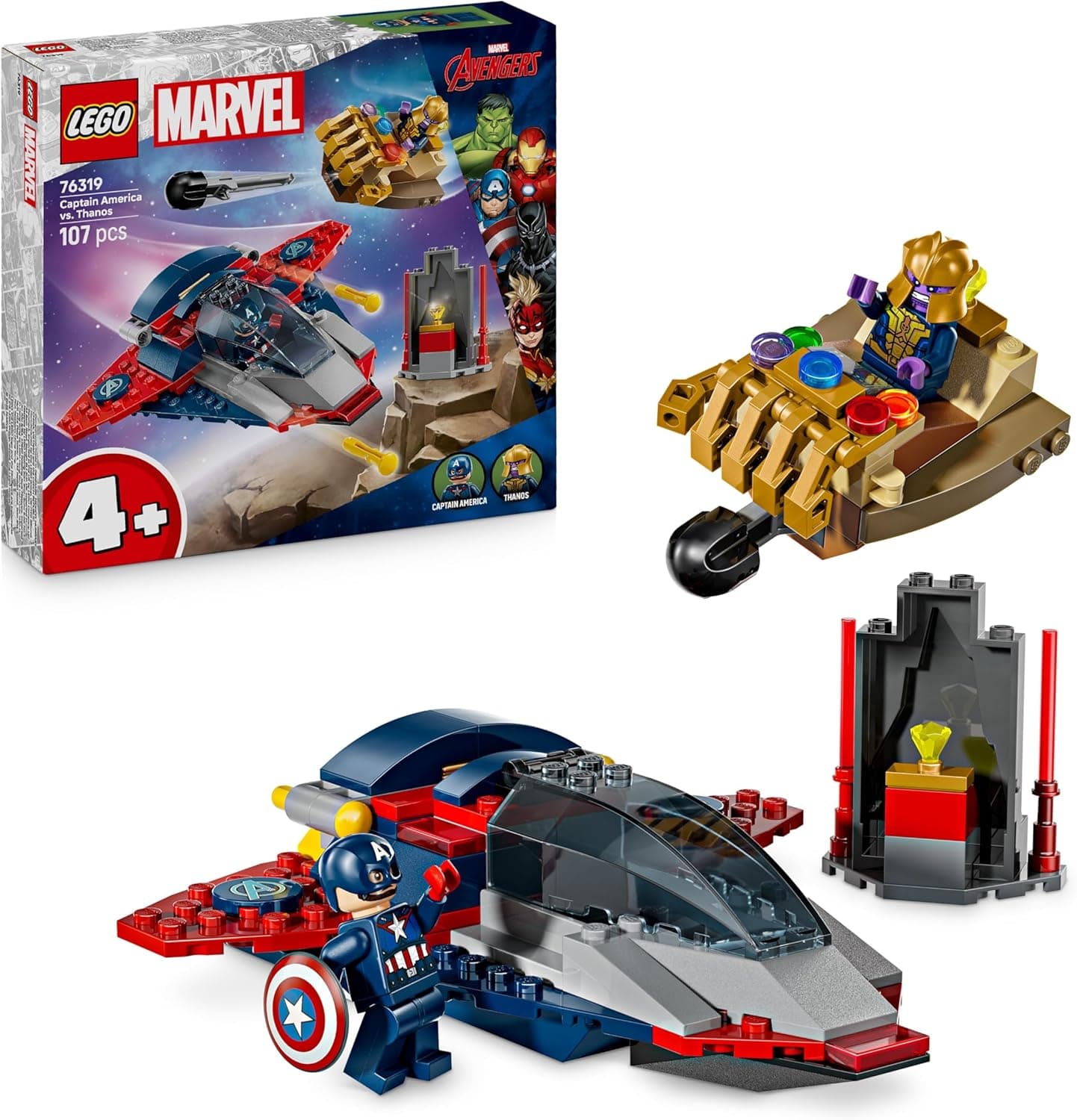LEGO ǀ Marvel Captain America vs. Thanos - Kinder Spielzeug mit Minifiguren - Kreatives Geschenk für Jungen und Mädchen ab 4 Jahren – Bild 1