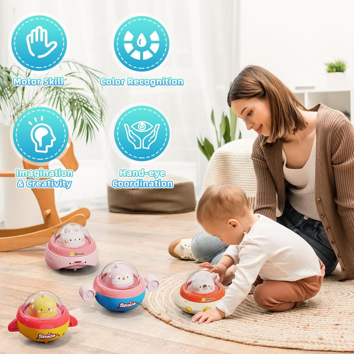 4 x Tierautos für Kleinkinder, Drücken und Mitnehmen – Bild 3