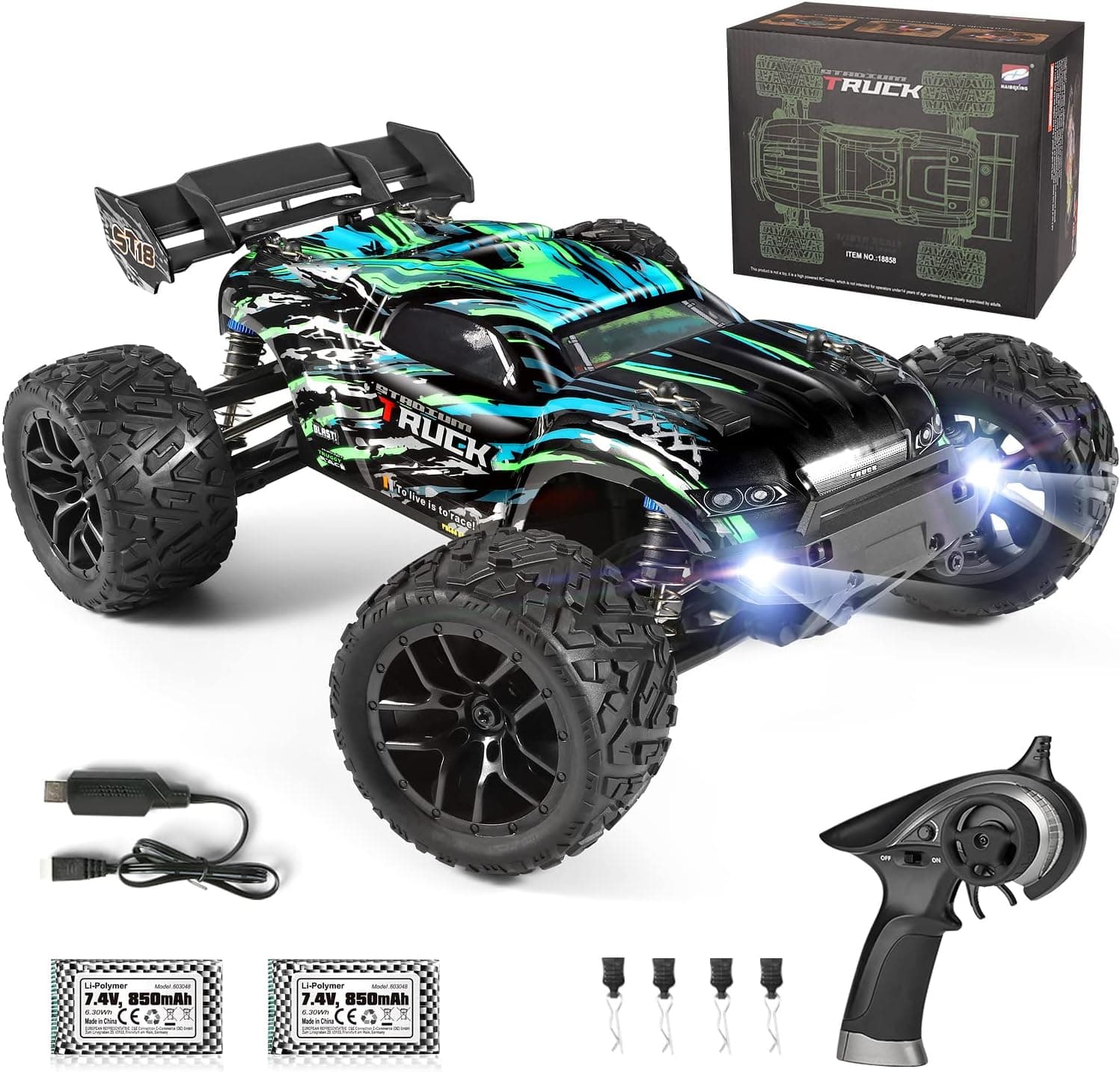 HAIBOXING Ferngesteuertes Auto, 2,4 GHz 1:18 Proportional 4WD 36+ km/h