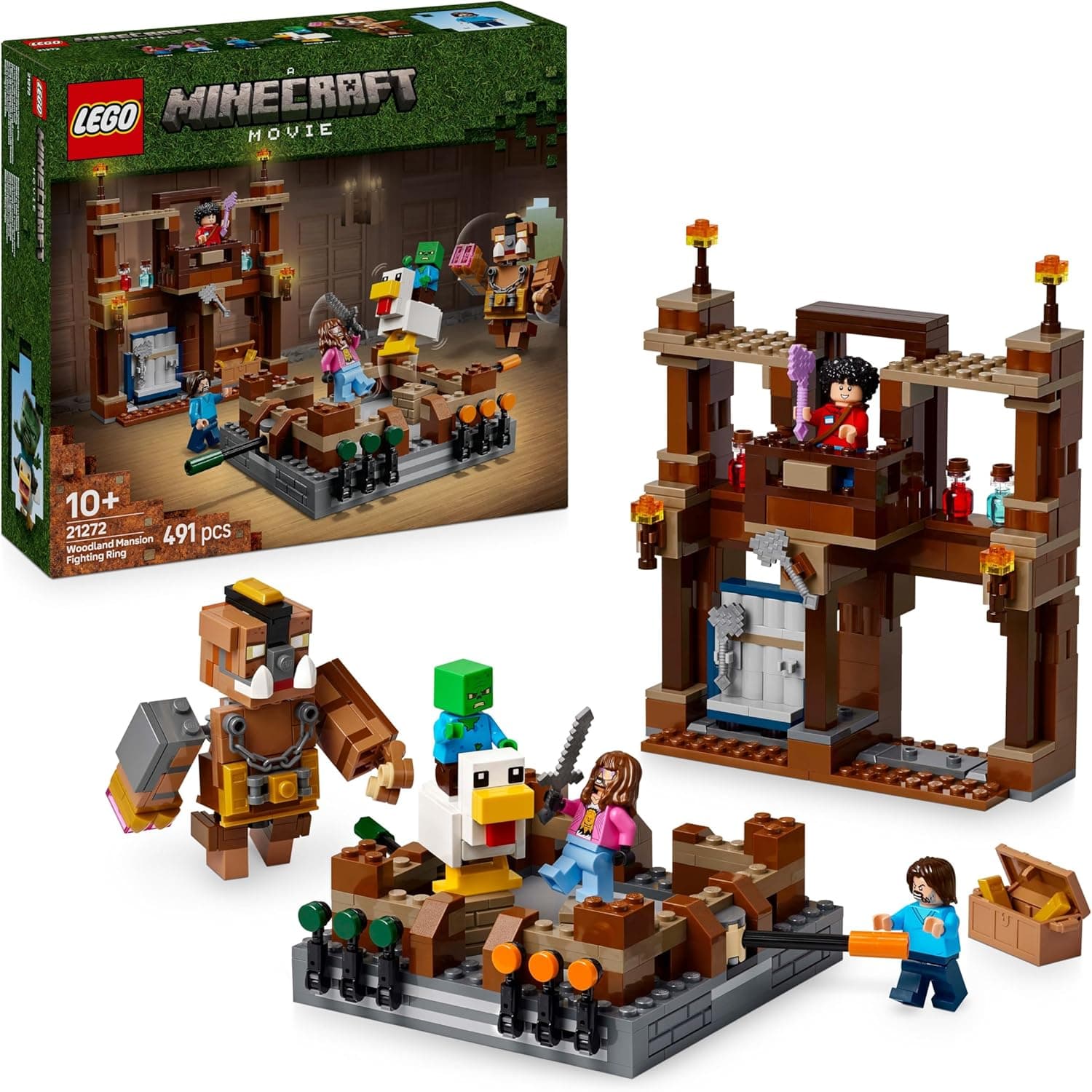 LEGO Minecraft Waldanwesen mit Boxring - Interaktives Gaming Spielzeug- Baby-Zombie, Steve, Garret und Henry Minifiguren – Bild 1