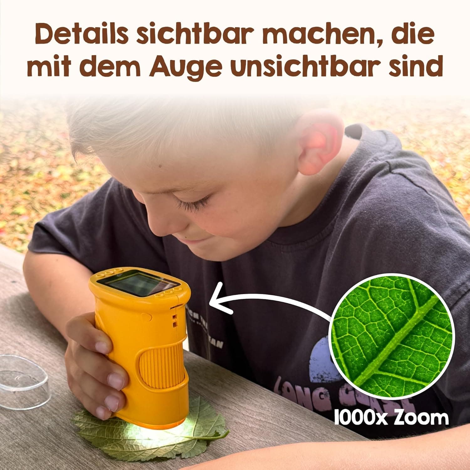 Edubini Digitales Mikroskop für Kinder - Tragbares Taschenmikroskop für Garten, Wald & Experimente – Bild 2