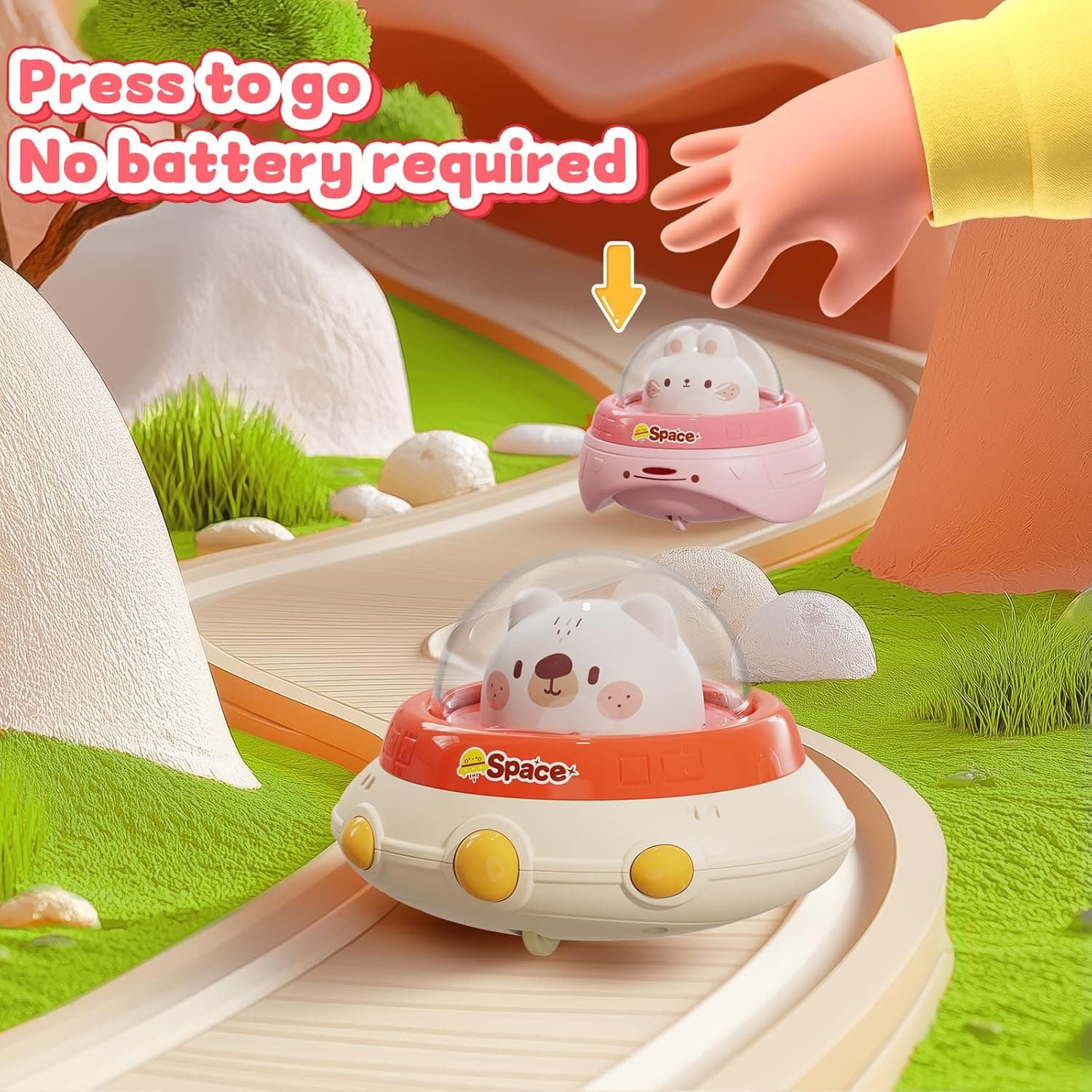 4 x Tierautos für Kleinkinder, Drücken und Mitnehmen