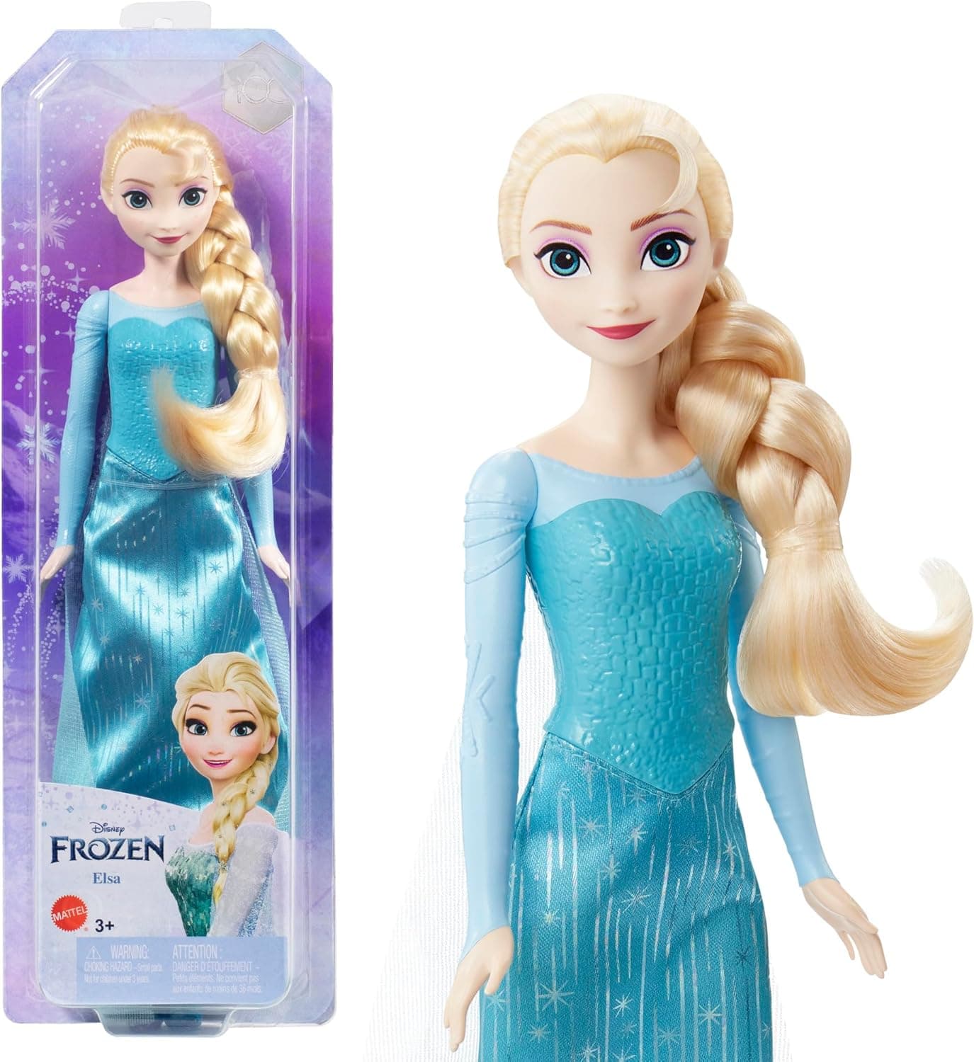 Mattel Disney Die Eiskönigin Elsa Puppe, Die Eiskönigin Puppe, kämmbare blonde Haare, beweglich, ausziehbare Schuhe, Disney Geschenke, Spielzeug ab 3 Jahre