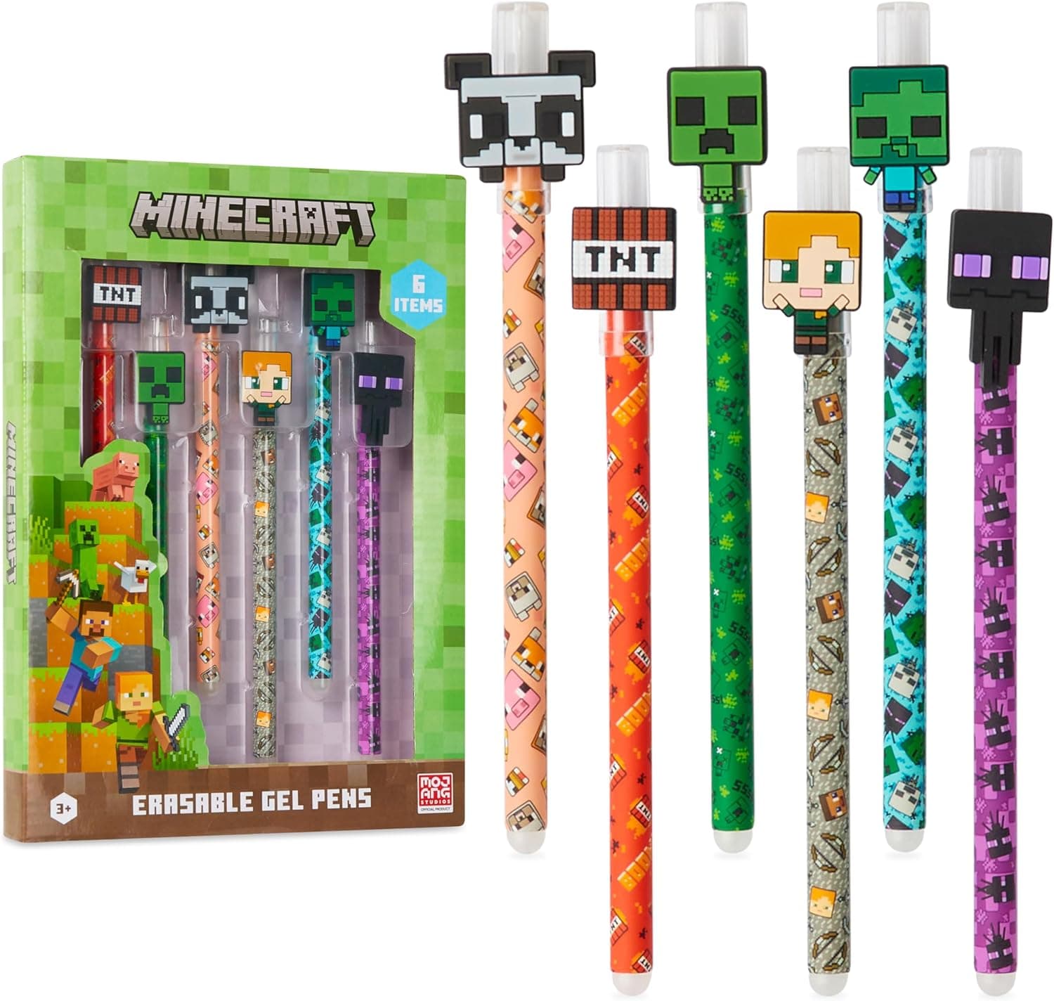Minecraft Gelschreiber Radierbar 6er-Pack, Löschbare Gel Stifte Set – Bild 1