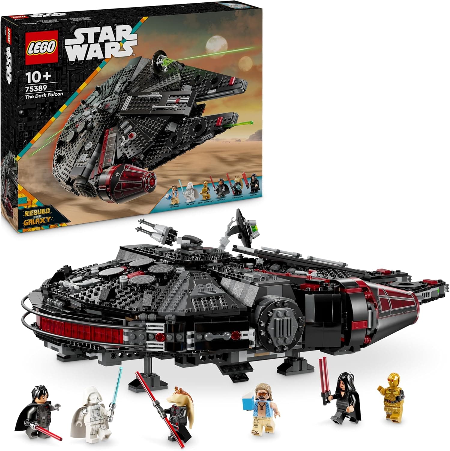 LEGO Star Wars 75389 Der Dunkle Falke – Spielzeug zum Ausstellen mit federbetriebenen Shootern, Kanonen und 6 Minifiguren, darunter C-3PO  – Bild 1