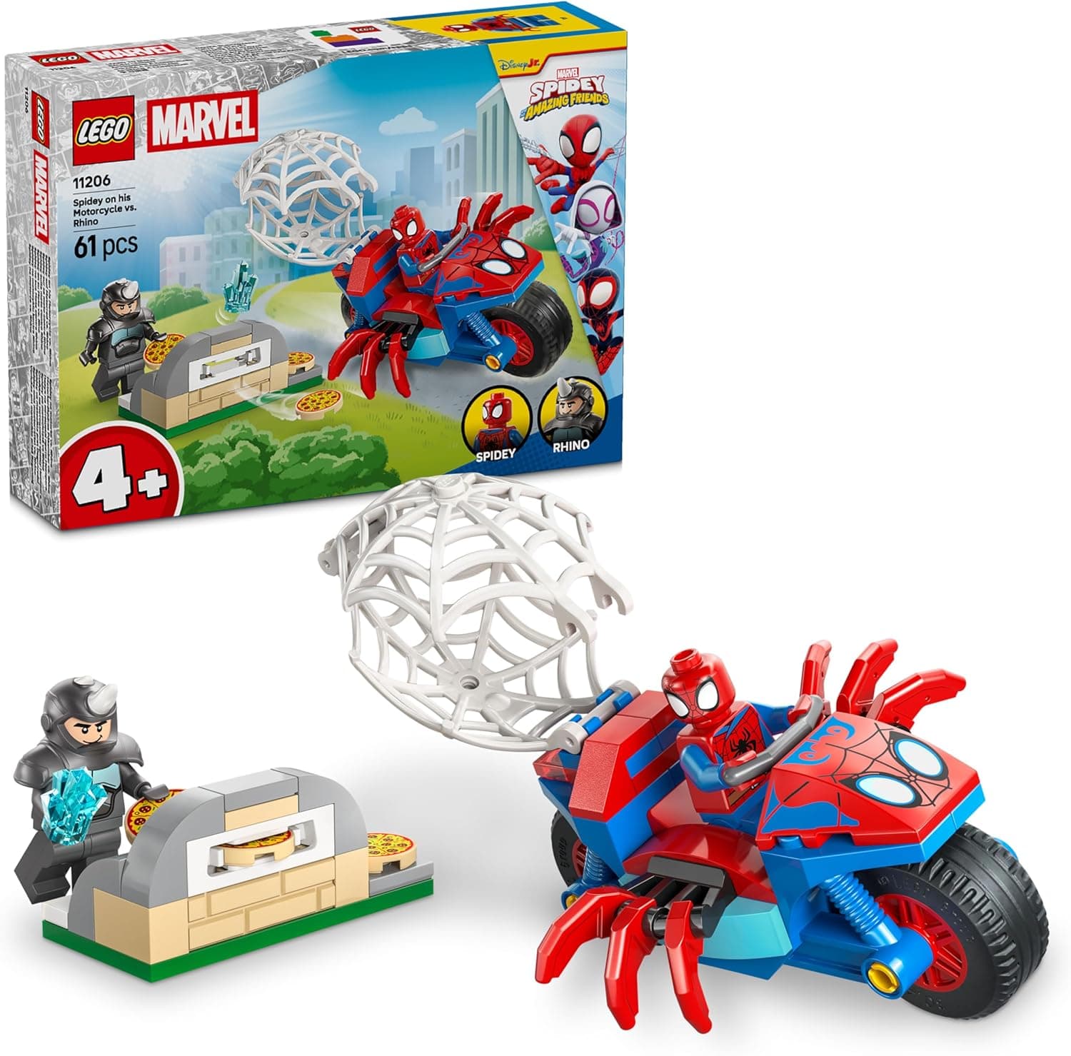 LEGO ǀ Marvel Spidey und Seine Super-Freunde Spidey auf Motorrad vs. Rhino - Superhelden Spielzeug mit Motorrad und 2 Minifiguren – Bild 1