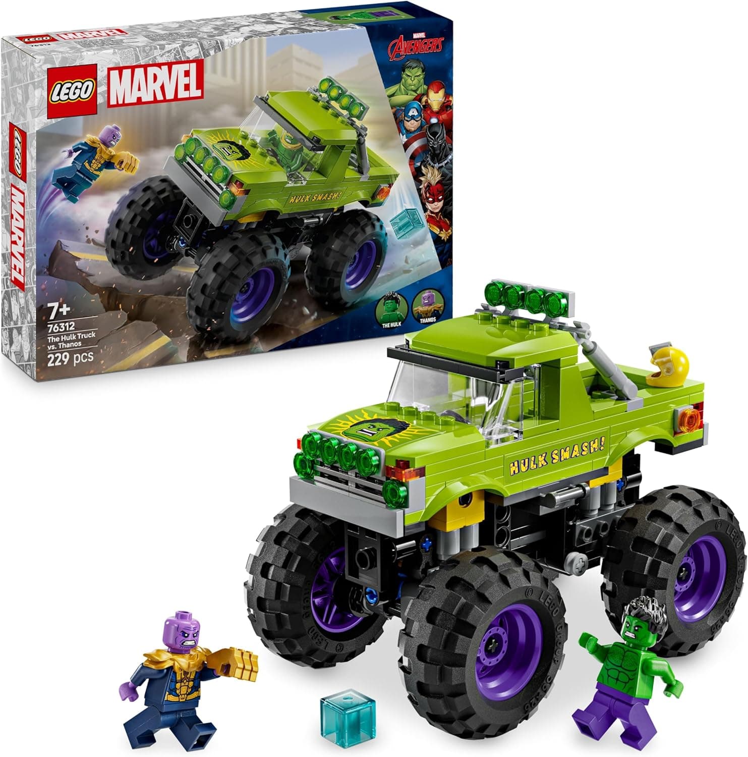 LEGO ǀ Marvel Hulk-Truck vs. Thanos - Kreatives Superhelden Spielzeug - Avengers Fahrzeug und Minifiguren - Monstertruck für Spielspaß  – Bild 1