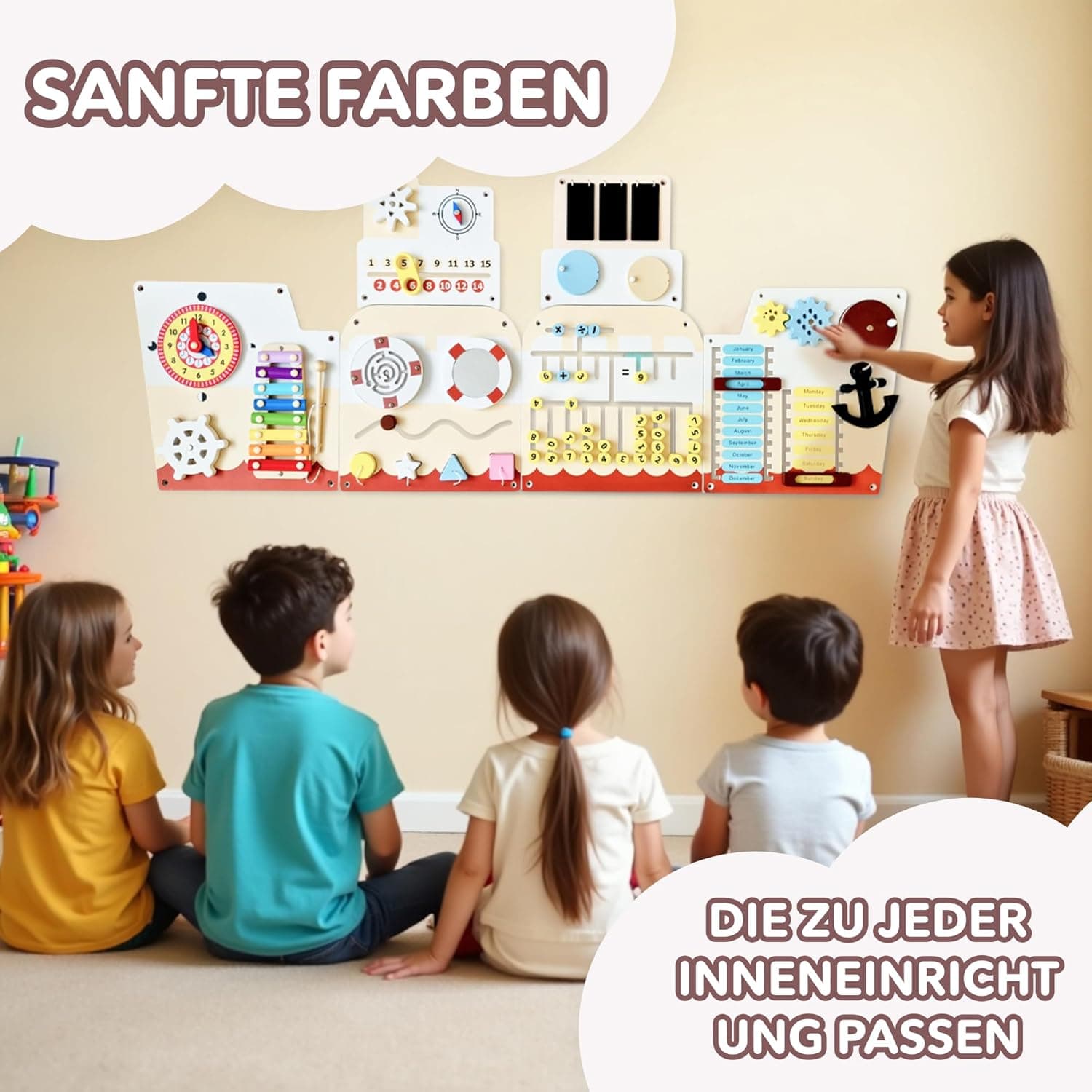 Cateam Sensorisches Wandpaneel für Kinder – 16in1 Montessori Aktivitätsbrett aus Holz – Bild 5