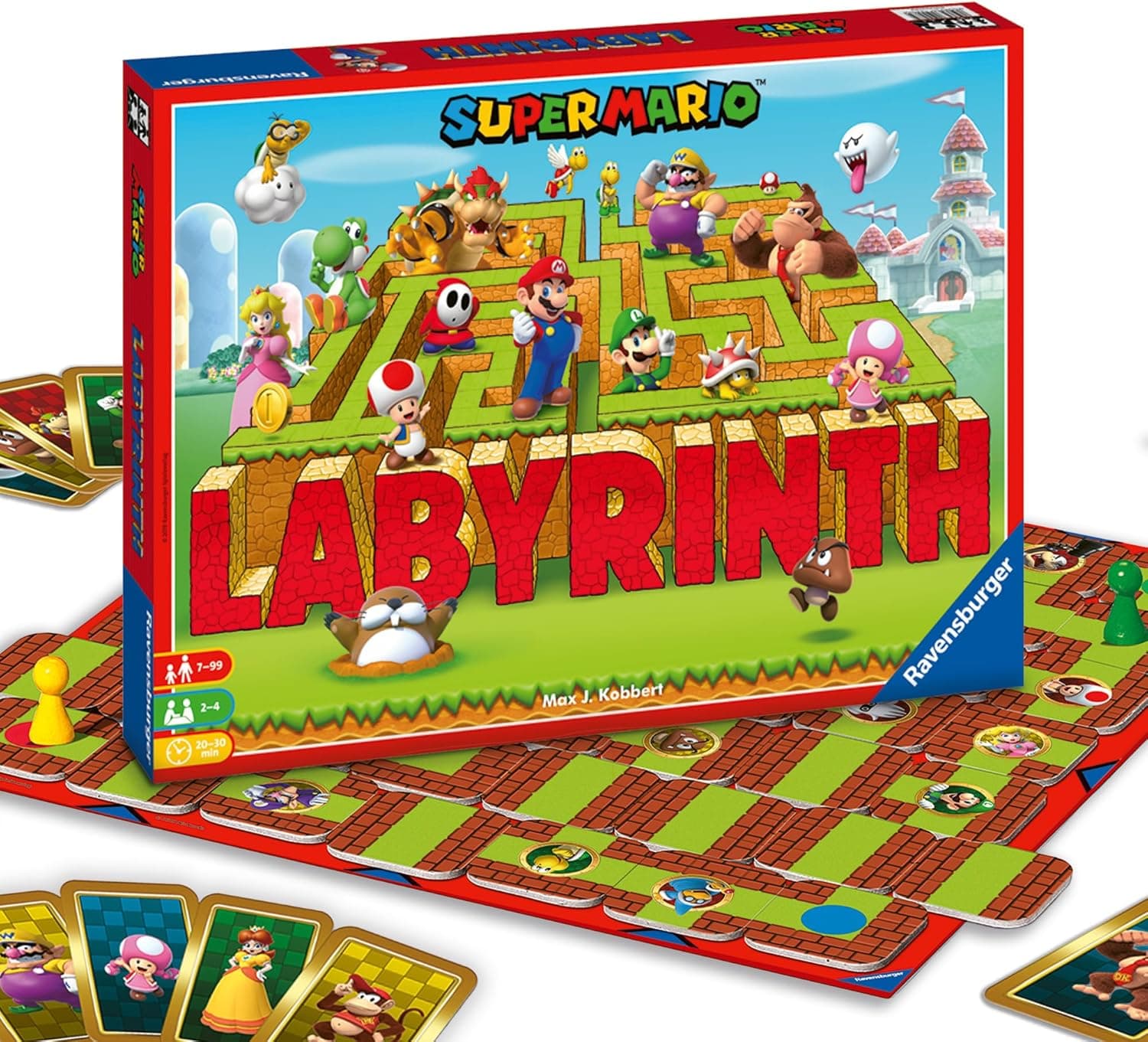 Ravensburger Familienspiel 26063 - das Verrückte Labyrinth Super Mario - mit den Figuren aus Super Mario