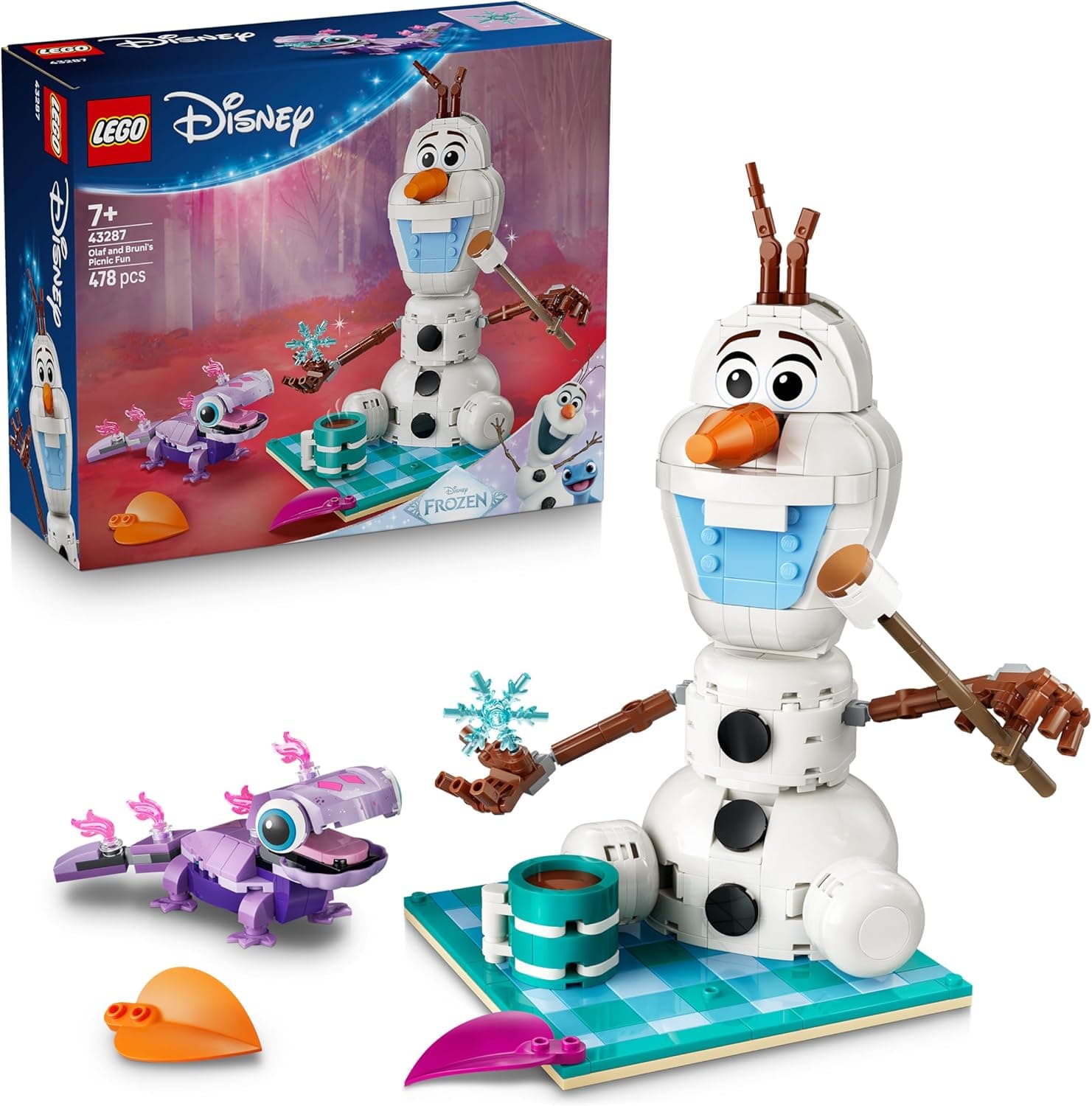 LEGO ǀ Disney Frozen Picknickspaß mit Olaf und Bruni - Schneemann Figur mit Picknickdecke und Zubehör - DIY Deko fürs Schlafzimmer 