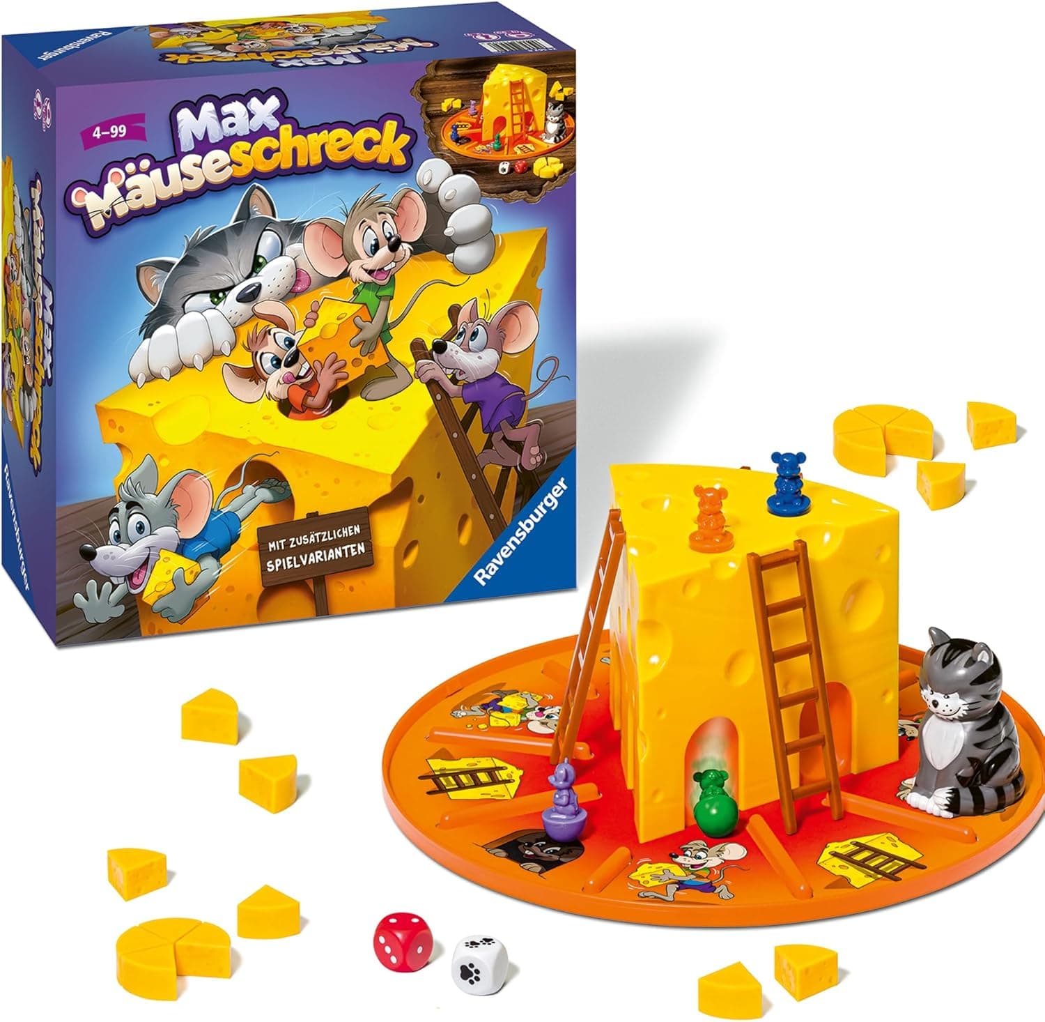 Ravensburger Kinderspiele - Max Mäuseschreck - Würfelspiel für 2 bis 4 Spieler