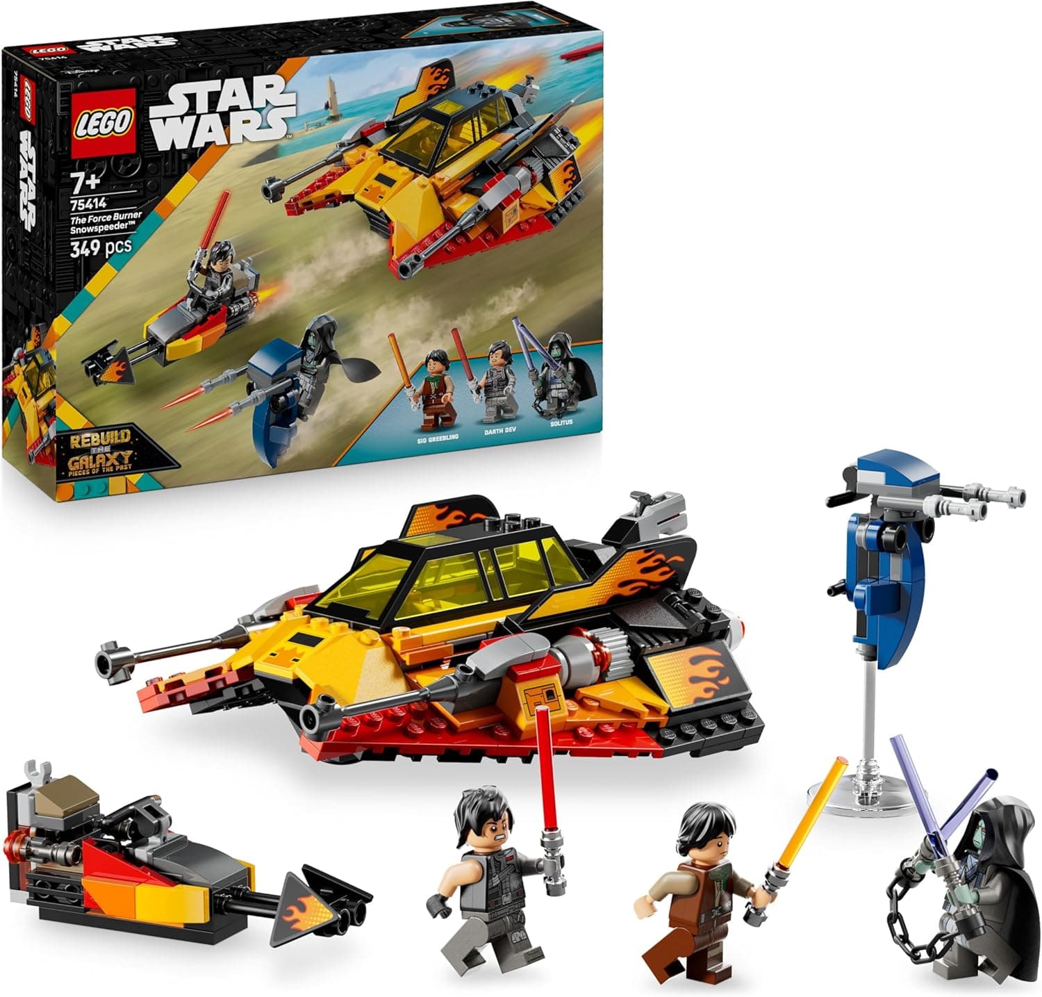 LEGO Star Wars The Force Burner Snowspeeder – Spielzeug zum Bauen und Sammeln mit 3 Minifiguren mit Lichtschwertern & Speederbike  – Bild 1