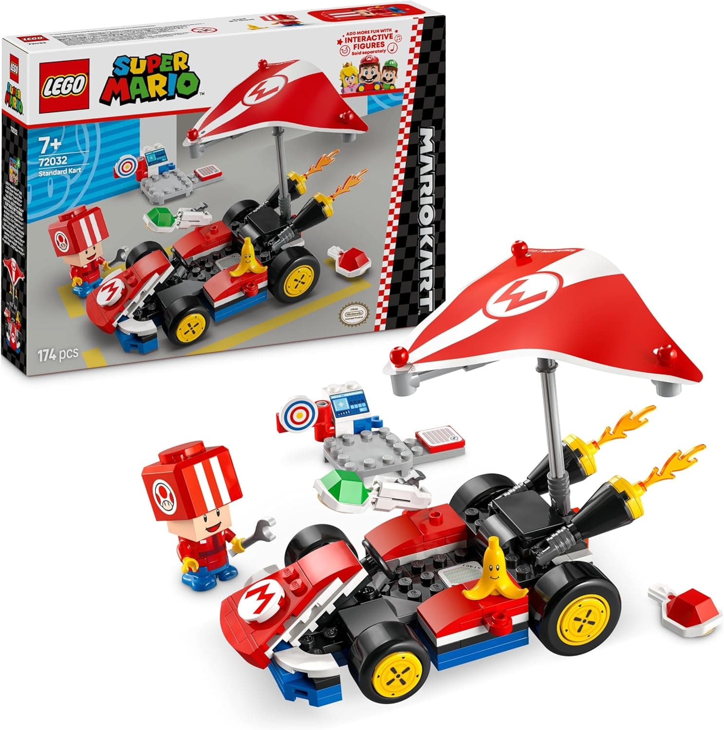 LEGO Super Mario: Mario Kart – Standard-Kart, Nintendo Sammlerstück, Geschenk für Kinder, lässt Jungen, Mädchen und Gamer ab 7 Jahren selbstständig Spielen, Abenteuer Spielzeug mit Toad Figur