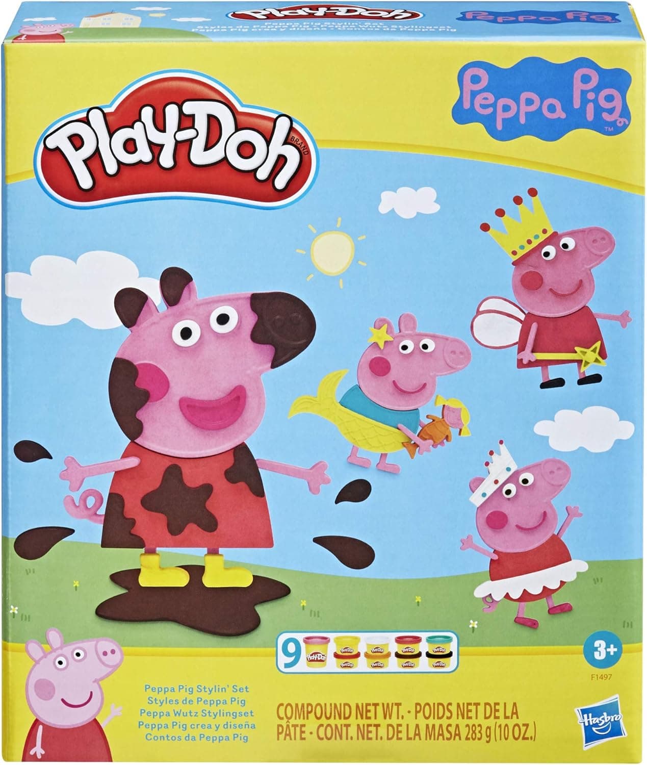 Play-Doh Peppa Wutz Stylingset mit 9 Dosen und 11 Accessoires, Peppa Wutz Spielzeug für Kinder ab 3 Jahren, Multicolour