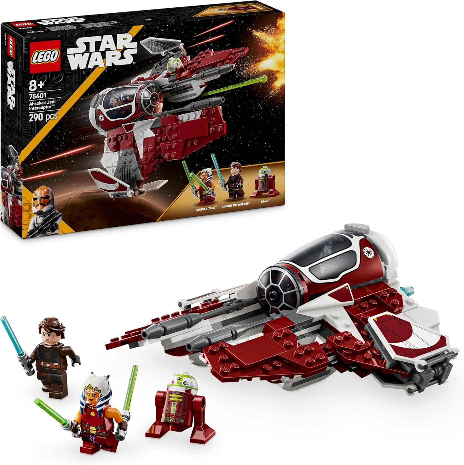LEGO Star Wars 75401 Ahsokas Jedi Interceptor, Sternenjäger für Fans von The Clone Wars, Ahsoka Tano & Anakin Skywalker Minifiguren, mit Lichtschwertern und R7-A7, für Jungen und Mädchen ab 8 Jahren – Bild 1