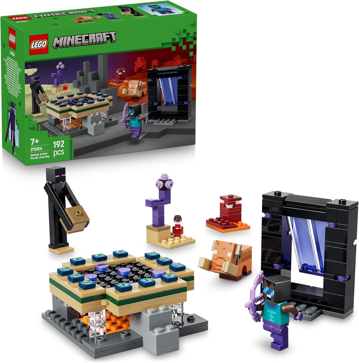 LEGO Minecraft Reise durch Nether und Endportal - Kinder Spielzeug mit Helden, Enderman und Baby Hoglin Figuren - Set mit Minecraft Figur  – Bild 1
