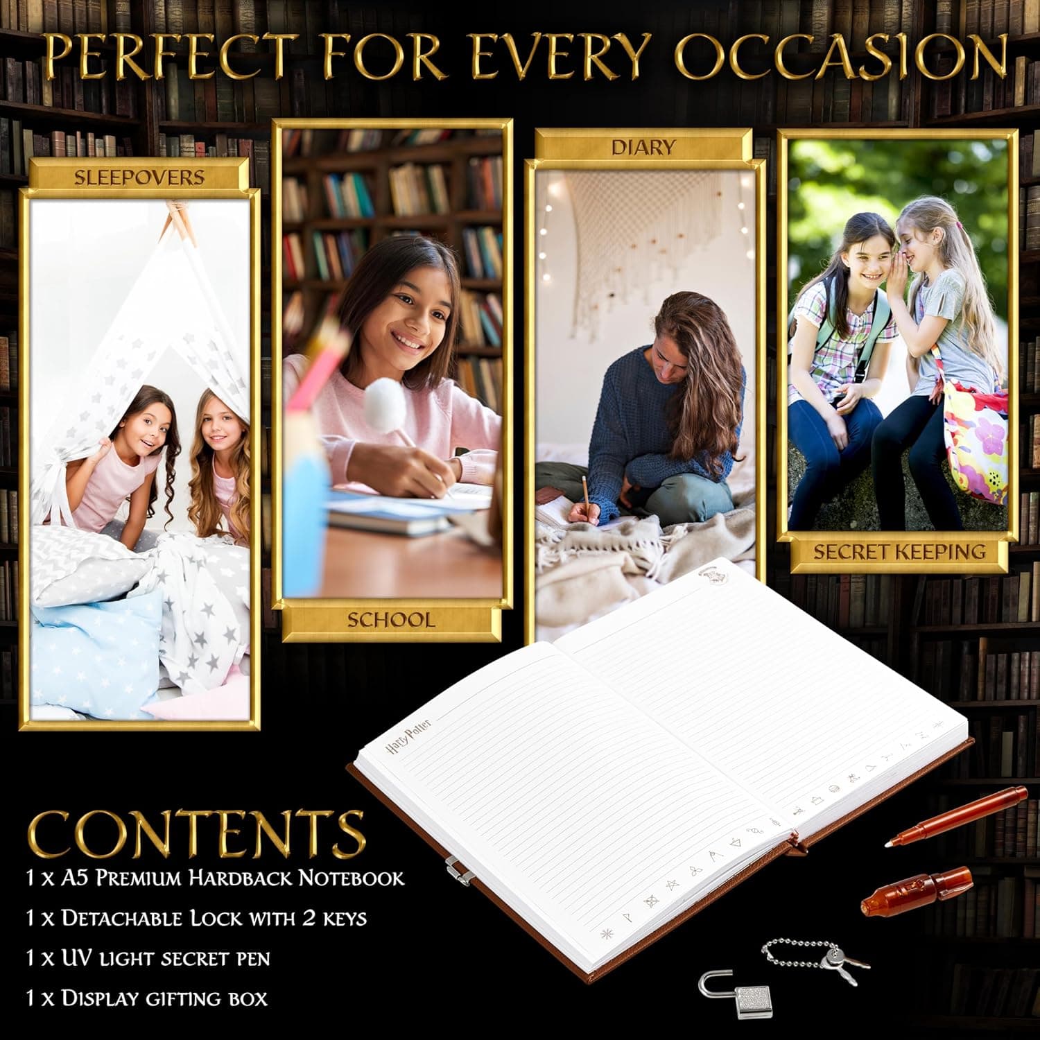Harry Potter Notizbuch Set für Kinder mit Schloss und Geheimstifte – Bild 4
