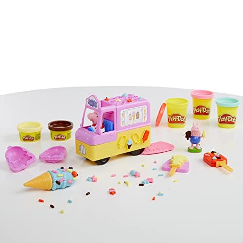 Play-Doh Peppas Eiswagen Bastel-Set, Peppa und Schorsch Figuren und viele Accessoires und Formen, kreatives für Kinder ab 3 Jahren – Bild 4