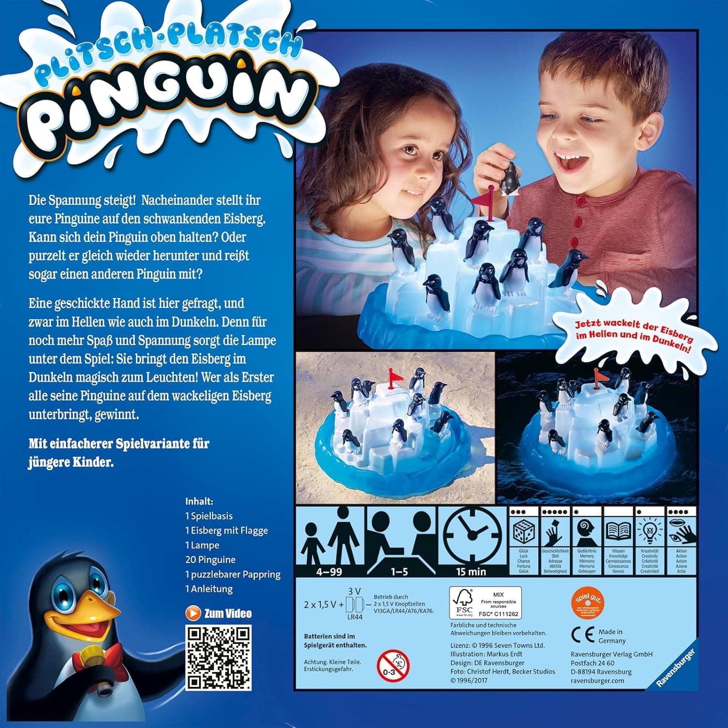 Ravensburger - Plitsch Platsch Pinguin - großer Spielspaß mit Geschicklichkeitsfaktor für Kinder und Erwachsene – Bild 4